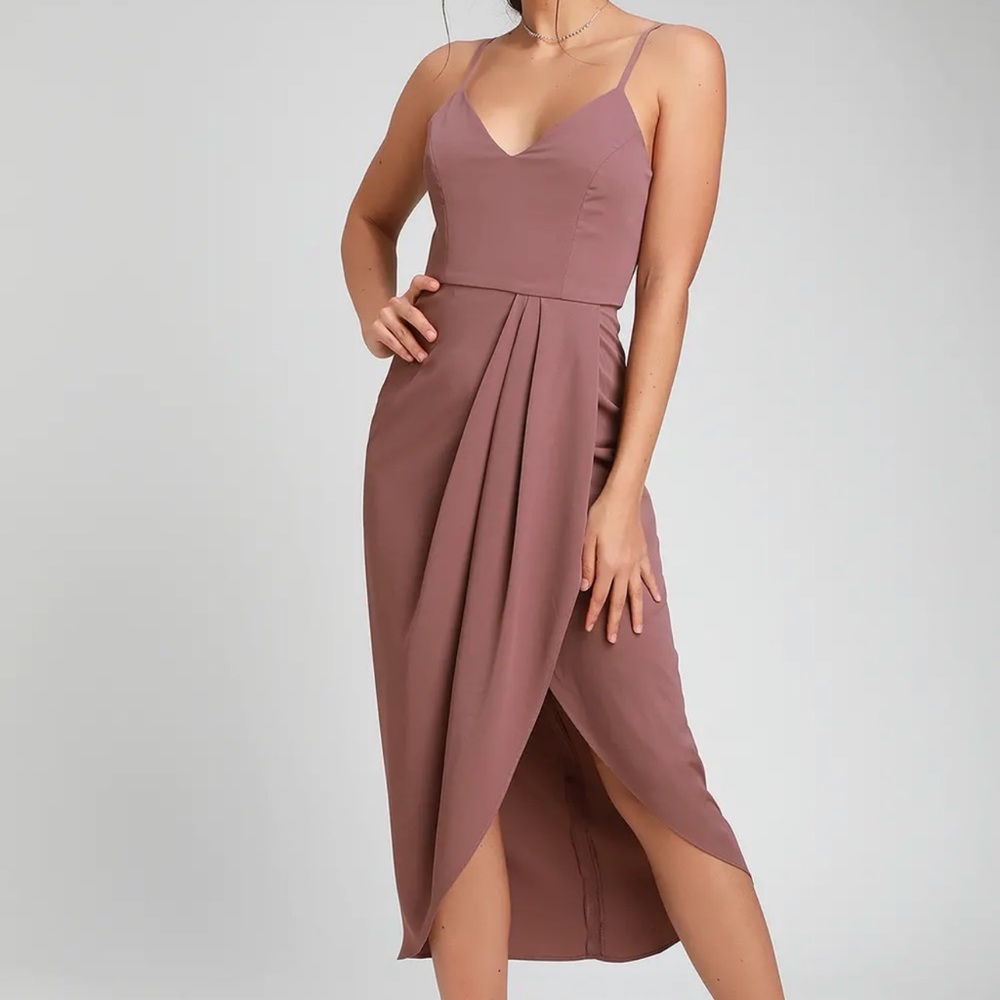 Lulus Reinette Mauv Midi Cocktail Dress